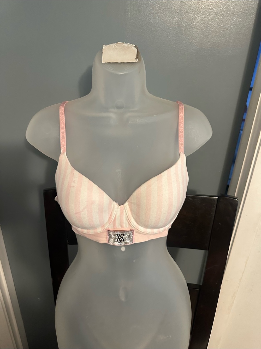 Victoria's Secret Pink and White Striped Lightly Padded T-Shirt Bra